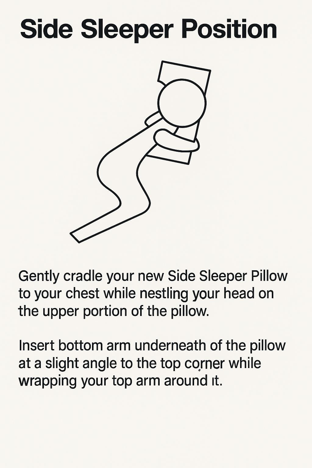 Instructions for using a side sleeper pillow with text and diagram on a white background