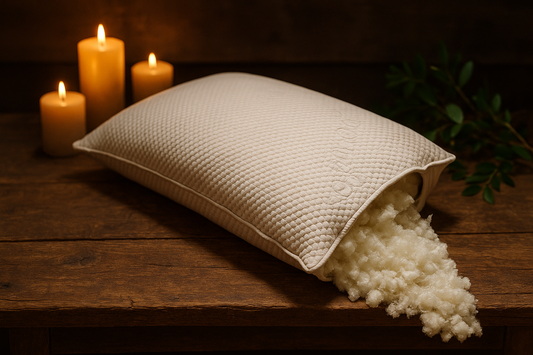 Image of Loving Sleep Adjustable Pillow with some filling outside of the pillow
