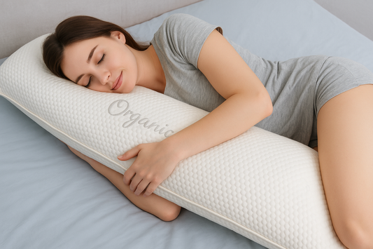 woman sleeping with the body pillow