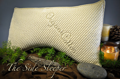 Image of the Churchill and Smith Side Sleeper Pillow - King displayed next to natural decor accents
