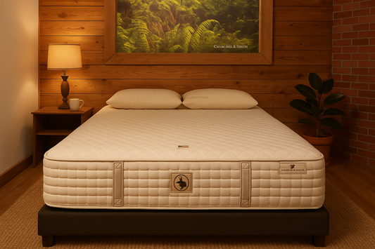 Image of the Loving Sleep 2X Extra Firm Hybrid Mattress in a bedroom setting