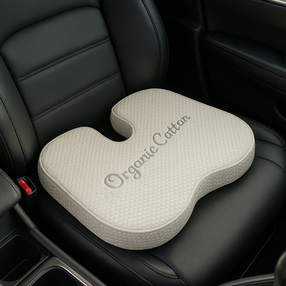 Image of the Loving Sleep Natural Latex Seat Cushion — 3 inches on a car seat