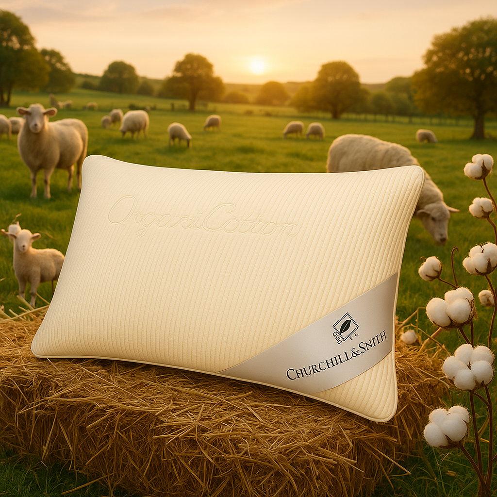 Lifestyle image of the Churchill and Smith Organic Wool Pillow 