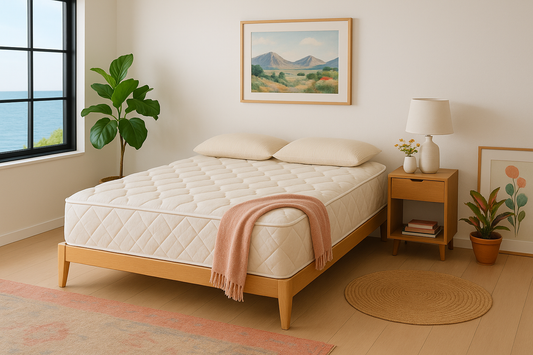 Image of the Loving Sleep Hybrid Coil Ultra Plush Mattress in a bedroom setting